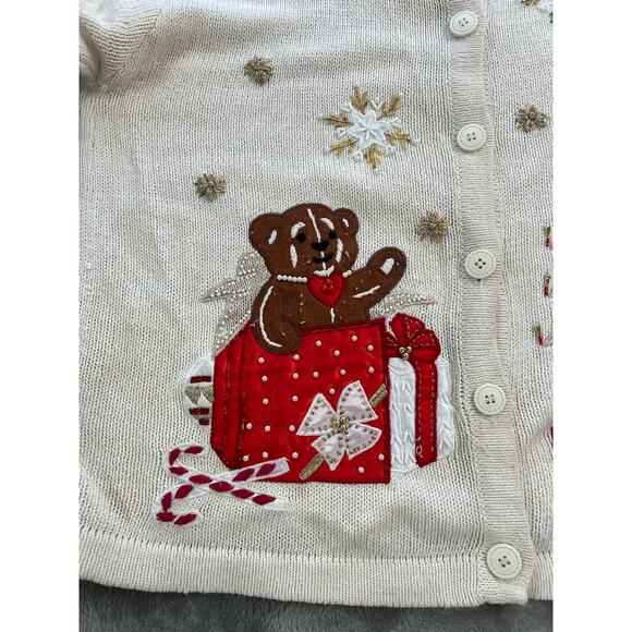 BOBBIE BROOKS Christmas Ugly Embellished Sweater Cardigan Women's XL - Picture 9 of 16
